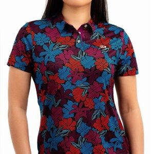 Good Good golf shirt Fore Flower polo NWT Ladies Large 10/12 UPF 50+